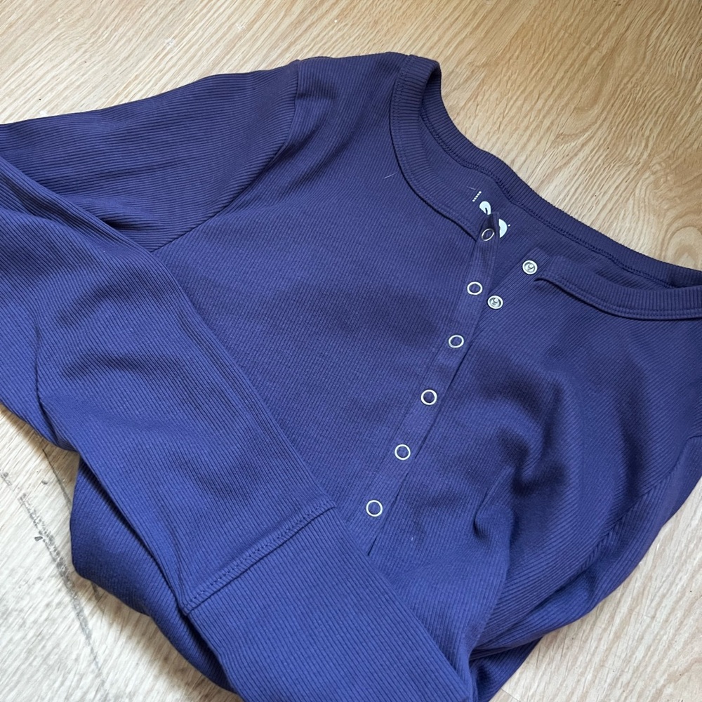 Purple Long Sleeve Henley Top